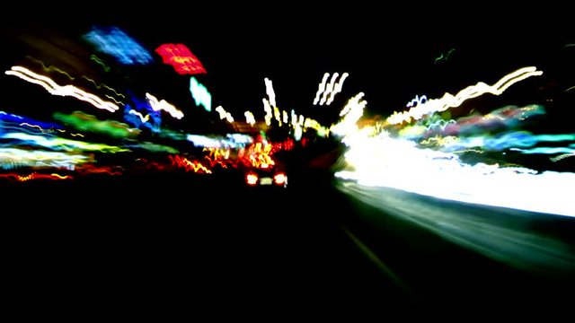 Time Lapse From Car Night Driving in Moscow