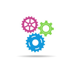 Abstract gear wheel mechanism background. Machine cog technology. Teamwork concept. Vector illustration