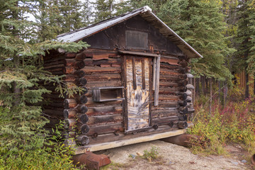 Fototapeta na wymiar August 31, 2018 Chicken Alaska Old abandoned cabin, in old mining city of Chicken Alaska