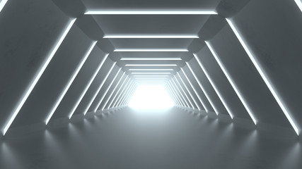 Modern corridor abstract sci-fi 3D render
