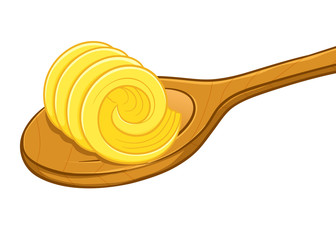 Butter Curl On a Wooden Spoon - 225448526