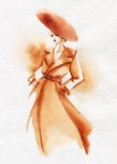 beautiful woman. fashion illustration. watercolor painting
