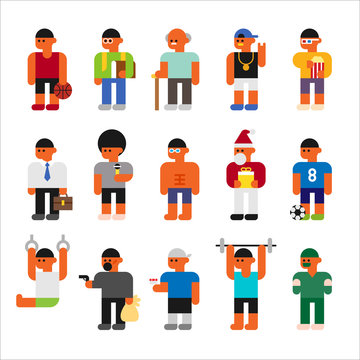 various kind of character icon set. flat design style vector graphic illustration
