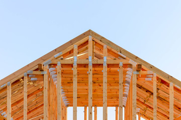 Wooden roof truss / house roof under construction 
