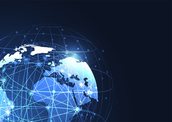 Global network connection. World map point and line composition concept of global business. Vector Illustration