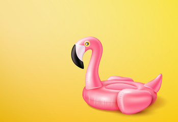 Vector 3d pink flamingo inflatable pool ring