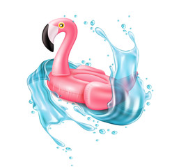 Vector 3d pink flamingo inflatable pool ring © belokrylowa