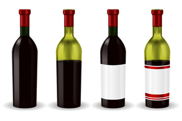 Bottles of red wine. Collection