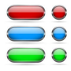 Colored glass buttons with chrome frame