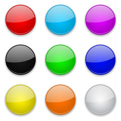 Colored glass 3d buttons. Round icons