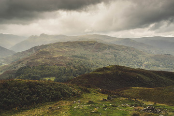 Obraz na płótnie Canvas Landscape view from Loughrigg fell in the Lake District