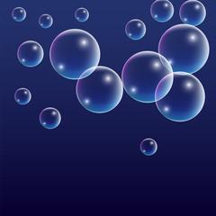 ubble with Hologram Reflection. Set of Realistic Water or Soap Bubbles for Your Design.