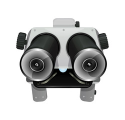 Top view of microscope isolated on white background