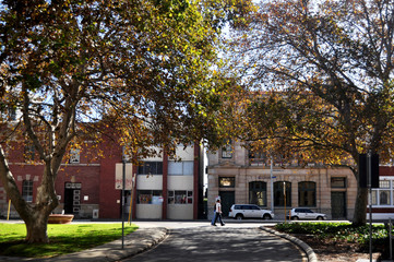 Classic building and traffic road at Phillimore Street in Perth, Australia