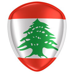 3d rendering of a Lebanon flag icon.