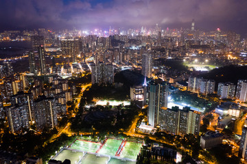 Obraz premium Hong Kong downtown night