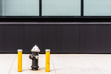 Fire hydrant against modern building