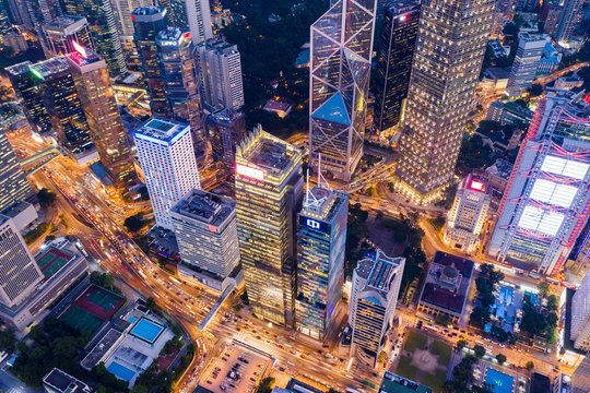 Hong Kong city at night © leungchopan
