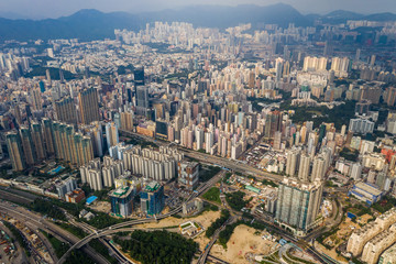 Aerial Hong Kong downtown