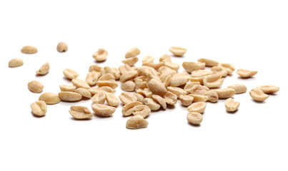 Marinated peanuts, pile isolated on white background