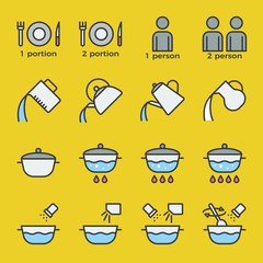 cooking instruction icon filled outline editable stroke