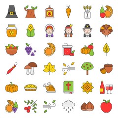 Thanksgiving and autumn related icon big set
