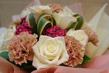 Romantic Flower bouquet arrangement with special pink red white rose