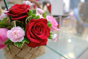 Romantic Flower bouquet arrangement with special pink red white rose