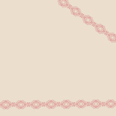 Template, background with pink lace for invitation card, postcard, flyer.
