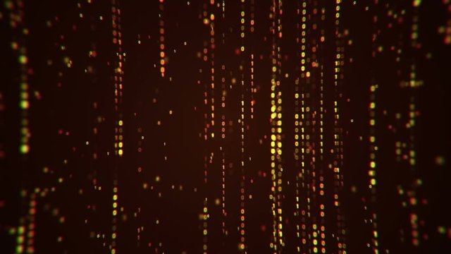 Abstract background with animation flickering binary digits and earth symbol rotation from binary digits. Animation of seamless loop. 