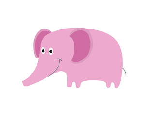 Pink elephant cute animal design. Cartoon personage