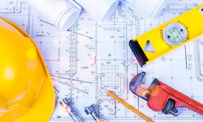 Blueprints and a hardhat