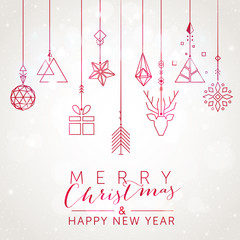 Christmas and New Year background with geometric elements