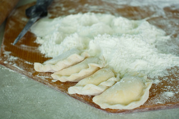 Preparation of dumplings Vareniki with cottage cheese. National dish Dough.