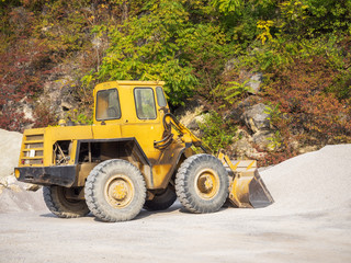 Bagger in altem Steinbruch