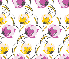 Fototapeta na wymiar Seamless cute textile flower pattern