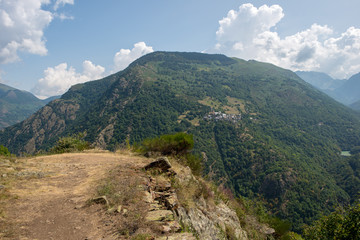 Fototapeta na wymiar Road through the mountain in the valley of aran
