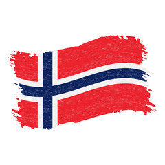 Flag of Norway, Grunge Abstract Brush Stroke Isolated On A White Background. Vector Illustration. National Flag In Grungy Style. Use For Brochures, Printed Materials, Logos, Independence Day