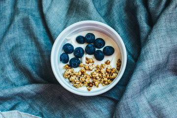 bowl of cereal with blueberries