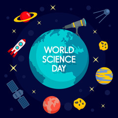 Global science day concept background. Flat illustration of global science day vector concept background for web design