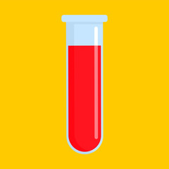 Red test tube icon. Flat illustration of red test tube vector icon for web design