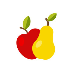 Vector Illustration. Apple and pear isolated icon. Set of Autumn fruits.