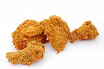 Fried chicken on white background