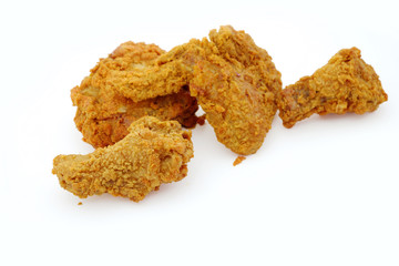Fried chicken on white background