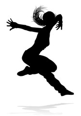 A woman street dance hip hop dancer in silhouette