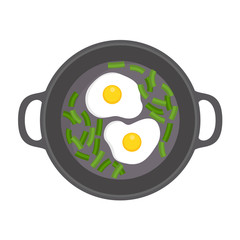 Egg on griddle icon. Flat illustration of egg on griddle vector icon for web design
