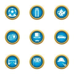 London bridge icons set. Flat set of 9 london bridge vector icons for web isolated on white background