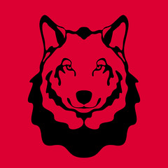 wolf  face vector illustration flat style front 