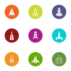 Launch icons set. Flat set of 9 launch vector icons for web isolated on white background