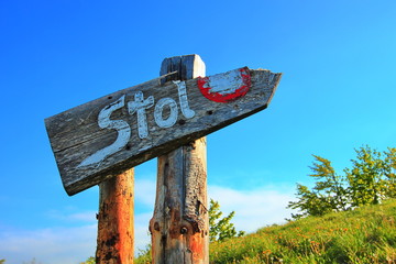 Slovenian Alps and direction sign